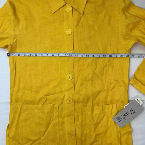 VTG Sharon Anthony Deadstock Yellow Windsor Linen Button Front Tunic Size 10 - Picture 5 of 8